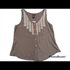 Wet Seal Sheer Beaded Button Down Tank Top Size Medium NWT!!